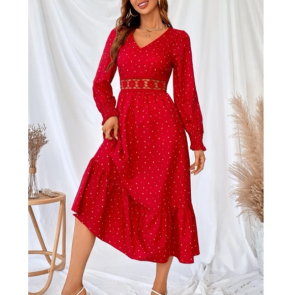 Polka dot lace  insert maxi dress - Picture 5 of 6